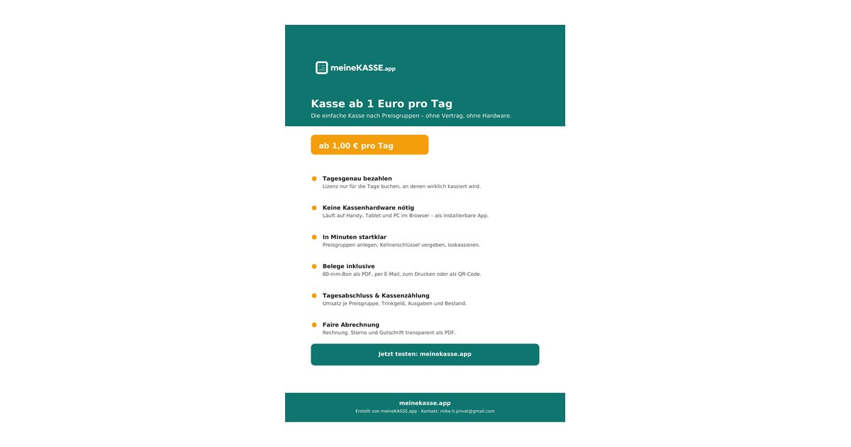 Vorschau: „Kasse ab 1 Euro pro Tag“ – Link