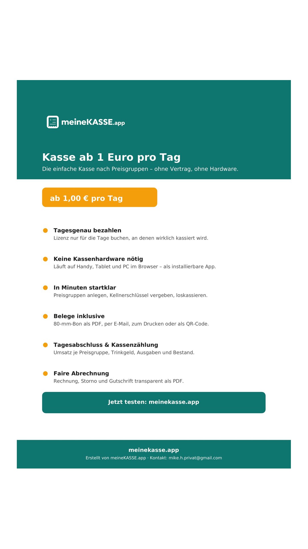 Vorschau: „Kasse ab 1 Euro pro Tag“ – Story