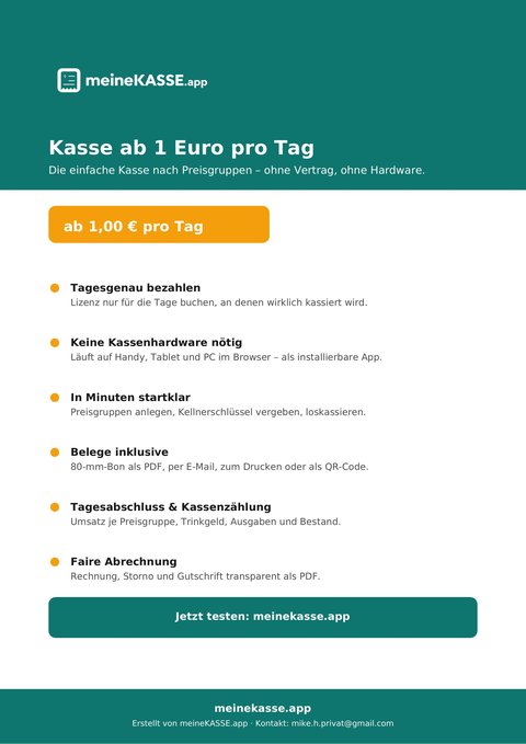 Vorschau: Flyer „Kasse ab 1 Euro pro Tag“