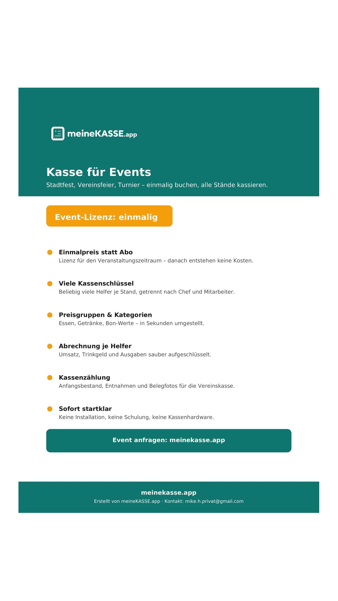 Vorschau: „Kasse für Events – einmalig“ – Story