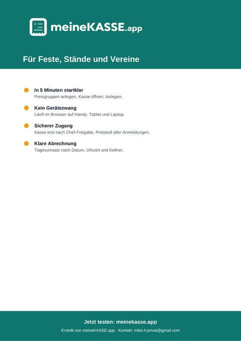 Vorschau: Flyer „Für Feste, Stände und Vereine“